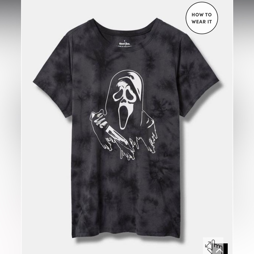torrid Black Tie-Dye 'Scream' Graphic Tee- NWOT